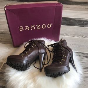 Bamboo Harper Lace-up Platform Ankle Boots